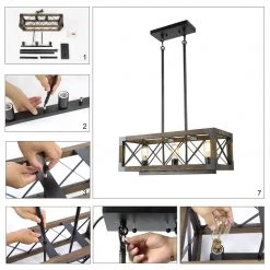 LNC Wood Cage Cross-iron Chandelier 3 Light Hot Sale