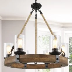 LNC Wagon Wheel Chandelier - 6 Lights