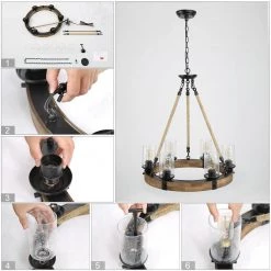 Lighting LNC Farmhouse Wheels Circular Chandelier-6 Lights