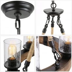 Lighting LNC Farmhouse Wheels Circular Chandelier-6 Lights
