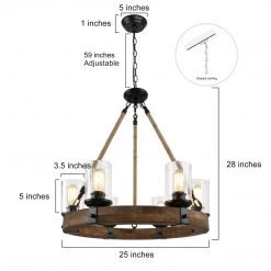 Lighting LNC Farmhouse Wheels Circular Chandelier-6 Lights