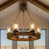 Lighting LNC Farmhouse Wheels Circular Chandelier-6 Lights