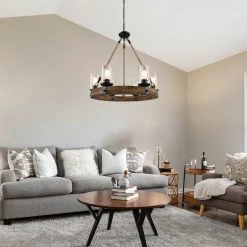 Lighting LNC Farmhouse Wheels Circular Chandelier-6 Lights
