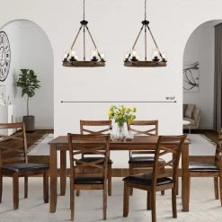 Lighting LNC Farmhouse Wheels Circular Chandelier-6 Lights