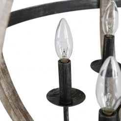 LNC Large Orb Wood Chandelier- 6 Lights