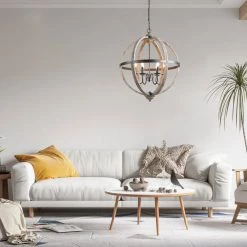 LNC Orb Geometric Chandelier Light - 6 Lights-Open Box Lighting