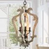 Lighting LNC Distressed Wood Chandeliers - 3 Lights-Open Box