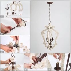 Lighting LNC Distressed Wood Chandeliers - 3 Lights-Open Box