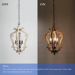 Lighting LNC Distressed Wood Chandeliers - 3 Lights-Open Box