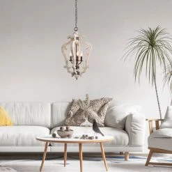 Lighting LNC Distressed Wood Chandeliers - 3 Lights-Open Box