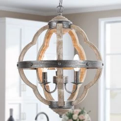 Hot Sale LNC Distressed Globe Geometric Lantern - 3 Lights