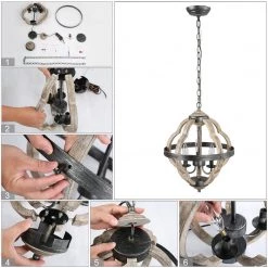 Hot Sale LNC Distressed Globe Geometric Lantern - 3 Lights