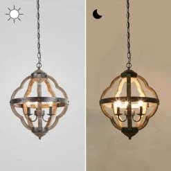 Hot Sale LNC Distressed Globe Geometric Lantern - 3 Lights