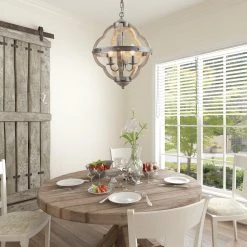 Hot Sale LNC Distressed Globe Geometric Lantern - 3 Lights