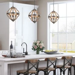 Hot Sale LNC Distressed Globe Geometric Lantern - 3 Lights