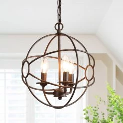 LNC Globe Orb Geometric Chandelier - 3 Lights-Clearance