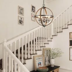 Lighting LNC Globe Orb Geometric Chandelier - 4 Lights-Open Box