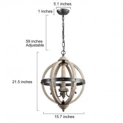 LNC Globe Rustic Farmhouse Chandelier-3 Lights