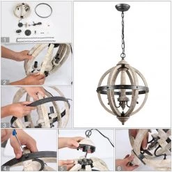 LNC Rustic Farmhouse Chandelier-Open Box