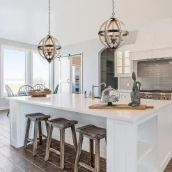 LNC Globe Rustic Farmhouse Chandelier-3 Lights