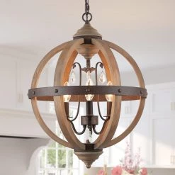 Hot Sale LNC Crystal Drop Globe Geometric Chandelier - 3 Lights