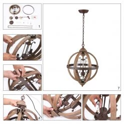 Lighting LNC Crystal Drop Globe Geometric Chandelier - 3 Lights-Open Box 17 Lighting LNC Crystal Drop Globe Geometric Chandelier - 3 Lights-Open Box