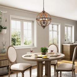 Hot Sale LNC Crystal Drop Globe Geometric Chandelier - 3 Lights