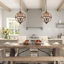 Lighting LNC Crystal Drop Globe Geometric Chandelier - 3 Lights-Open Box