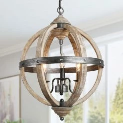 LNC Small Orb Geometric Chandelier Light - 3 Lights-Clearance Lighting