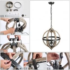 LNC Small Orb Geometric Chandelier Light - 3 Lights-Clearance Lighting