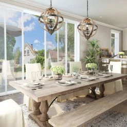 LNC Small Orb Geometric Chandelier Light - 3 Lights-Clearance Lighting