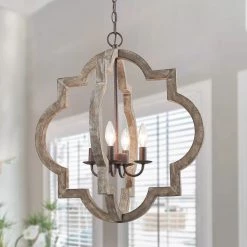 LNC Simple Round Lantern Chandelier Light - 4 Lights