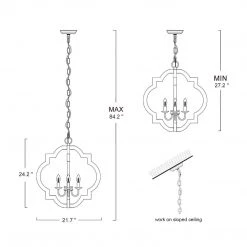 LNC Simple Round Lantern Chandelier Light - 4 Lights