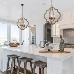 LNC Simple Round Lantern Chandelier Light - 4 Lights-Open Box Lighting