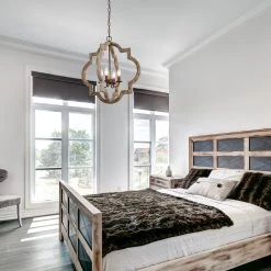 LNC Simple Round Lantern Chandelier Light - 4 Lights-Open Box Lighting