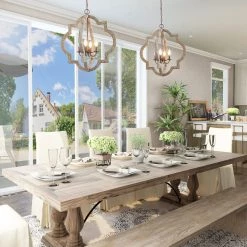 LNC Simple Round Lantern Chandelier Light - 4 Lights-Open Box Lighting