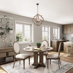 LNC Simple Round Lantern Chandelier Light - 4 Lights-Open Box Lighting