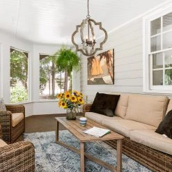 LNC Simple Round Lantern Chandelier Light - 4 Lights