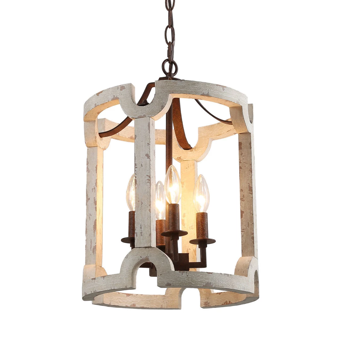 LNC White Farmhouse Drum Chandelier - 4 Lights Hot Sale 7 LNC White Farmhouse Drum Chandelier - 4 Lights Hot Sale
