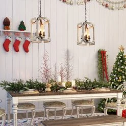 Lighting LNC Cylindrical Drum Chandelier - 4 Lights-Open Box