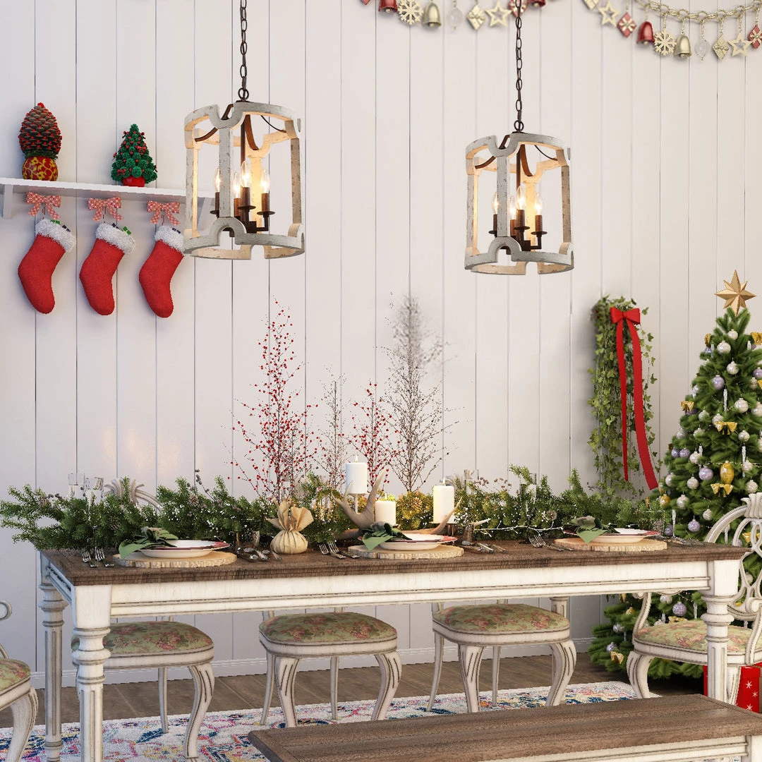 LNC White Farmhouse Drum Chandelier - 4 Lights Hot Sale 12 LNC White Farmhouse Drum Chandelier - 4 Lights Hot Sale