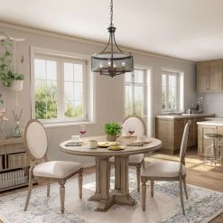 LNC Rustic Drum-shaped Metallic Chandelier-Open Box