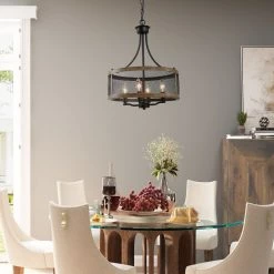 LNC Rustic Drum-shaped Metallic Chandelier-4 Lights Hot Sale
