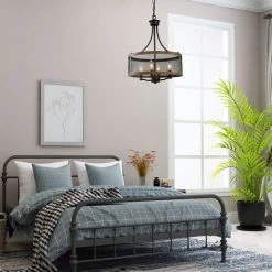 LNC Rustic Drum-shaped Metallic Chandelier-Open Box