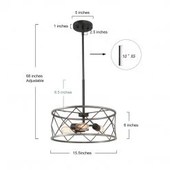 LNC Frame Drum Chandelier Light - 3 Lights-Clearance