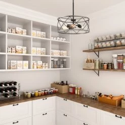 LNC Frame Drum Chandelier Light - 3 Lights-Clearance