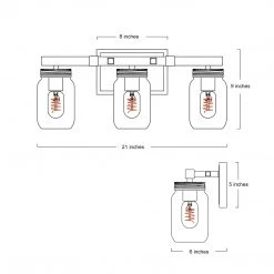 Lighting LNC Wood Mason Jar Wall Sconces - 3 Lights