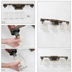 LNC Mason Jar Vanity Light-Open Box Lighting