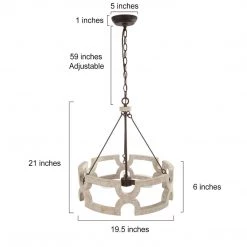 Lighting LNC Rustic Wooden Drum Chandelier-Open Box