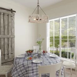 Lighting LNC Rustic Wooden Drum Chandelier-Open Box